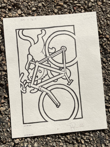 Drawing: Bike & Cat (ink)