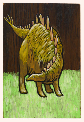 Box Painting 7 - Yellow Stegosaurus