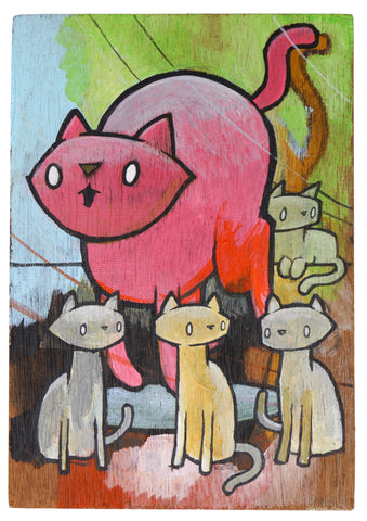 Box Painting 157 - Several Cats